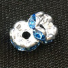 20 Stk. Strassrondellen 6mm Silber/Aquamarine